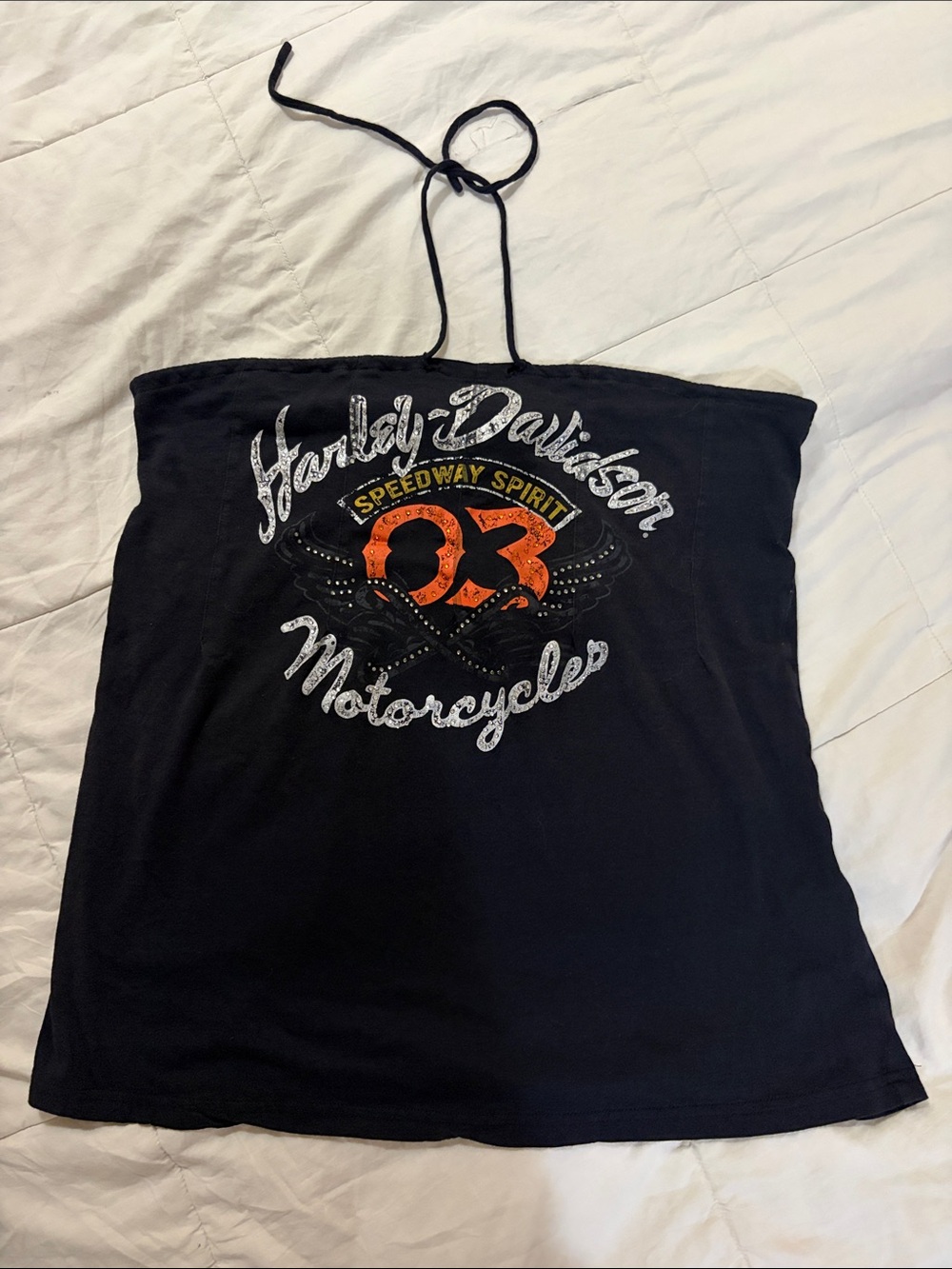Harley Davidson Tube Top with Tie Neck